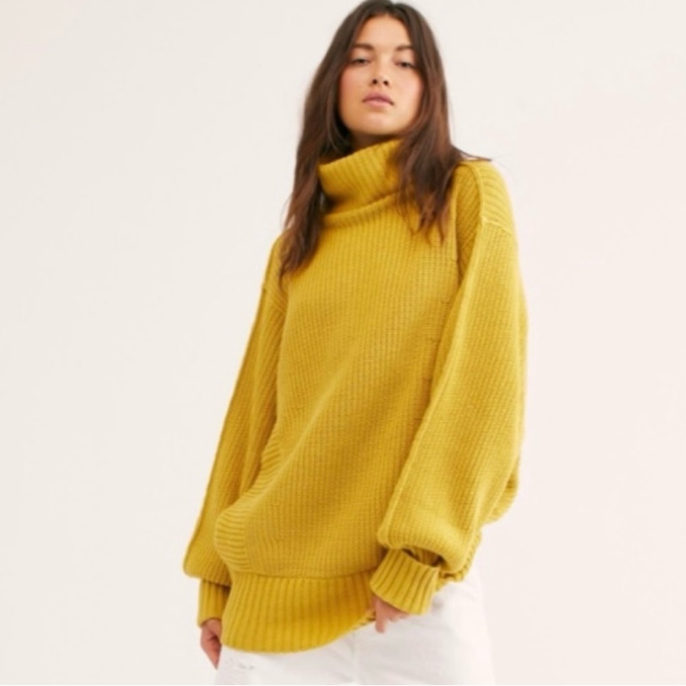 NWT Free People Cocoa Sweater- Yellow (Low Sun) Size XS